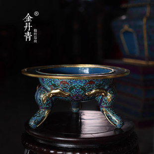 仿明清故宫景泰蓝掐丝珐琅八宝纹象足火盆 清宫戏影视拍摄道具