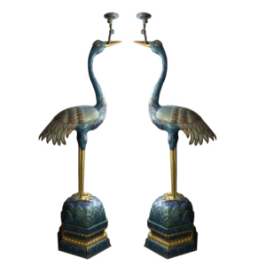 手工纯紫铜胎掐丝珐琅景泰蓝大型仙鹤会所落地摆件非物质文化遗产