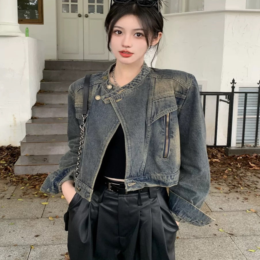 牛仔机车服外套女春季