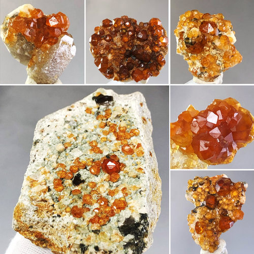 天然石榴石原石芬达石茶晶长石矿物晶体奇石收藏地质科普教学标本