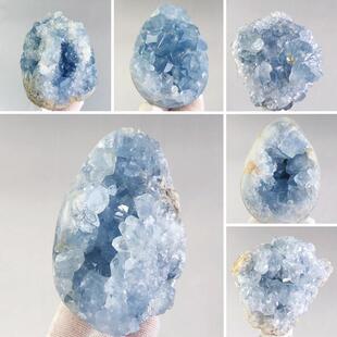天然水晶天青石原石蓝色宝石矿物晶体奇石儿童伴手礼地质科普标本