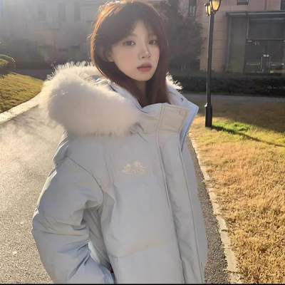 【官方推荐】蓝色短款羽绒棉服女