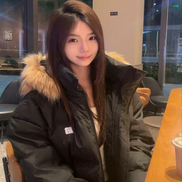 2024冬季新款毛领连帽羽绒棉服男女情侣潮牌加厚保暖美式棉衣外套