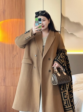 梵朵大码女装15431冬季赫本风羽绒内里中长款大衣宽松百搭上衣