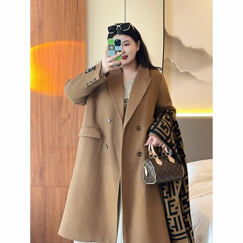 梵朵大码女装15431冬季赫本风羽绒内里中长款大衣宽松百搭上衣