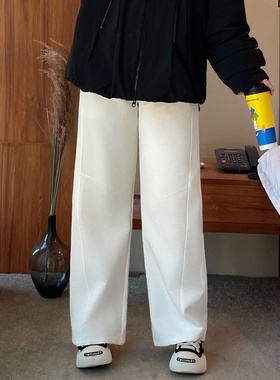 梵朵大码女装4377冬季新款胖MM松弛感保暖羽绒阔腿裤休闲直筒裤潮