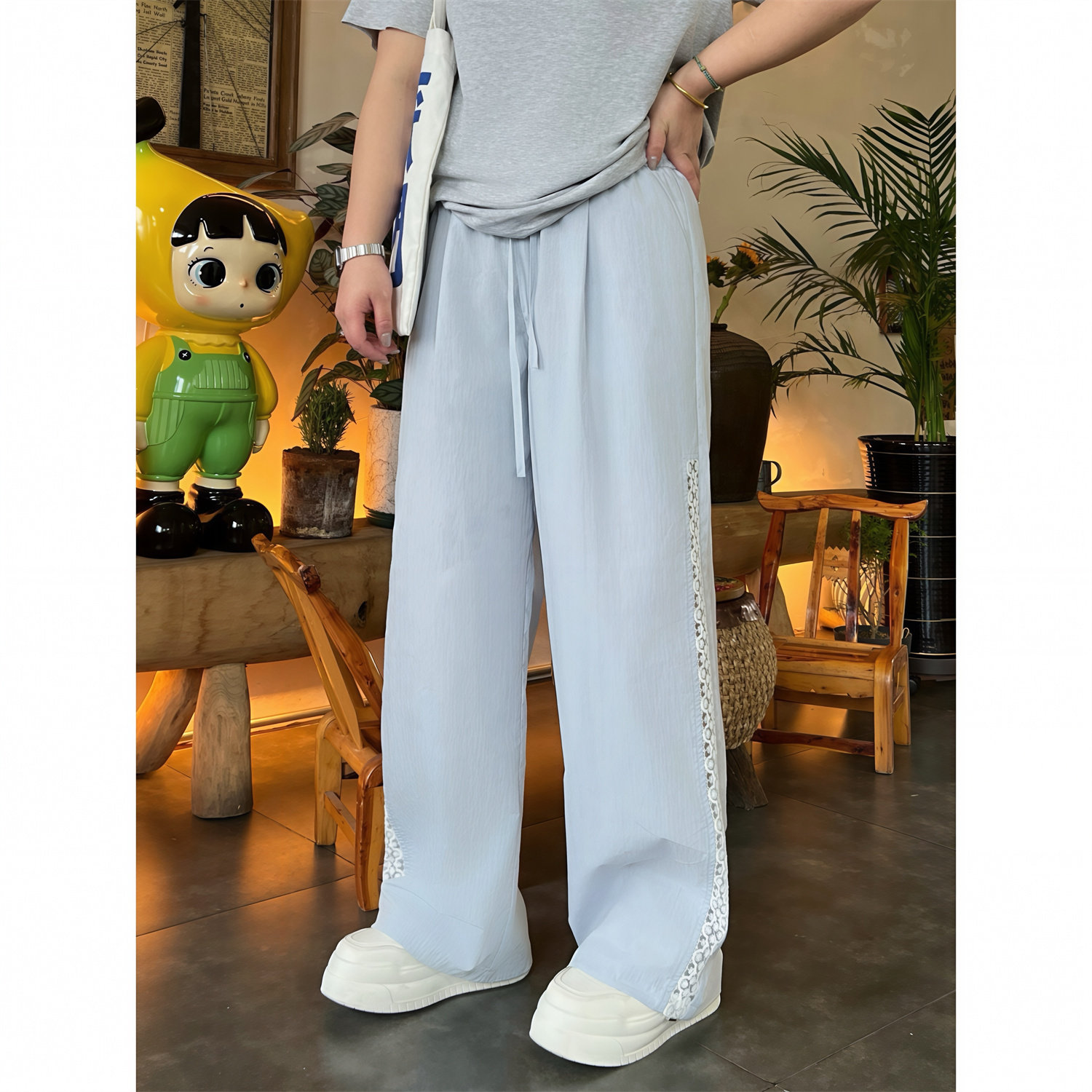 花契大码女装14501夏季空气垂感休闲裤胖mm直筒拖地裤子蝴蝶结,女装/女士精品,大码裤装,淘宝优惠券,粉丝福利购,淘宝优惠卷