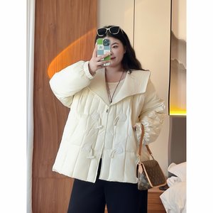 梵朵大码女装13771秋冬新款时尚大翻领短款羽绒服百搭宽松外套