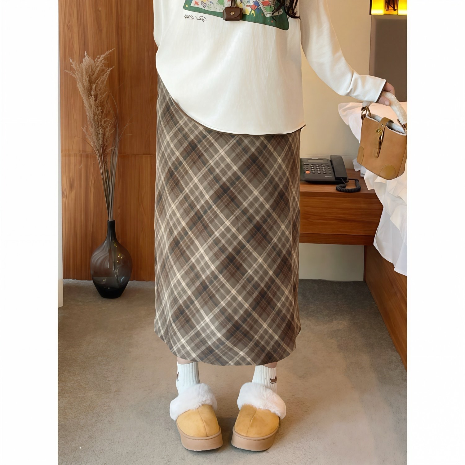 梵朵大码女装12393秋冬胖MM显瘦高腰遮胯半身裙时尚修身包臀裙