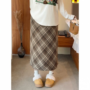 修身 12393秋冬胖MM显瘦高腰遮胯半身裙时尚 包臀裙 女装 梵朵大码