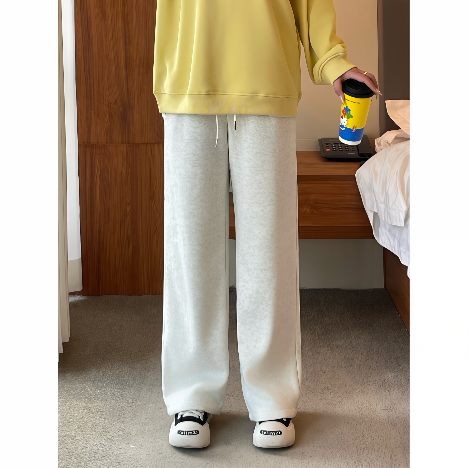 梵朵大码女装11495冬季美式简约休闲加绒卫裤梨型身材百搭直筒裤