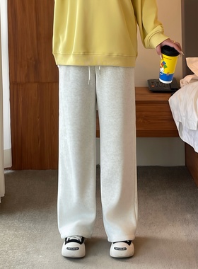 梵朵大码女装11495冬季美式简约休闲加绒卫裤梨型身材百搭直筒裤