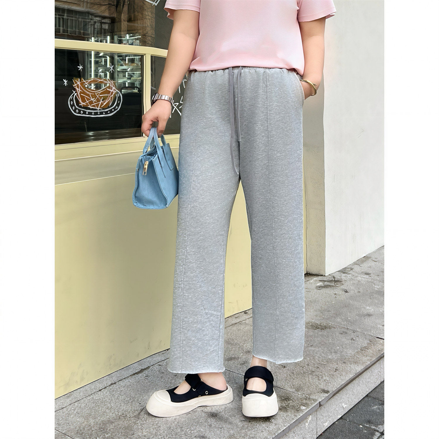 花契大码裤装14624抽绳松紧腰百搭九分奶奶裤胖mm夏季宽松裤子,女装/女士精品,大码裤装,淘宝优惠券,粉丝福利购,淘宝优惠卷