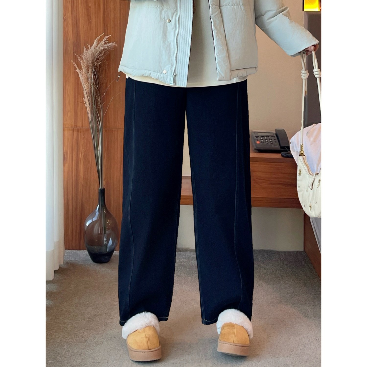 梵朵大码女装16699秋冬复古高级感加绒牛仔裤直筒遮肉百搭牛仔裤,女装/女士精品,大码裤装,淘宝优惠券,粉丝福利购,淘宝优惠卷