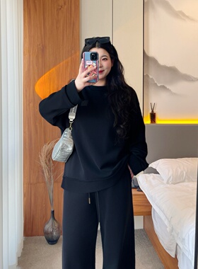 梵朵大码女装Y16828初春新款好看运动套装休闲通勤显瘦卫衣卫裤潮