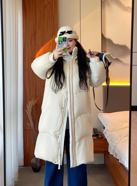 梵朵大码女装15098冬季新款韩版胖MM休闲保暖羽绒服过膝宽松外套