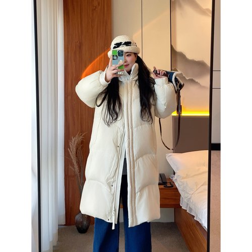 梵朵大码女装15098冬季新款韩版胖MM休闲保暖羽绒服过膝宽松外套