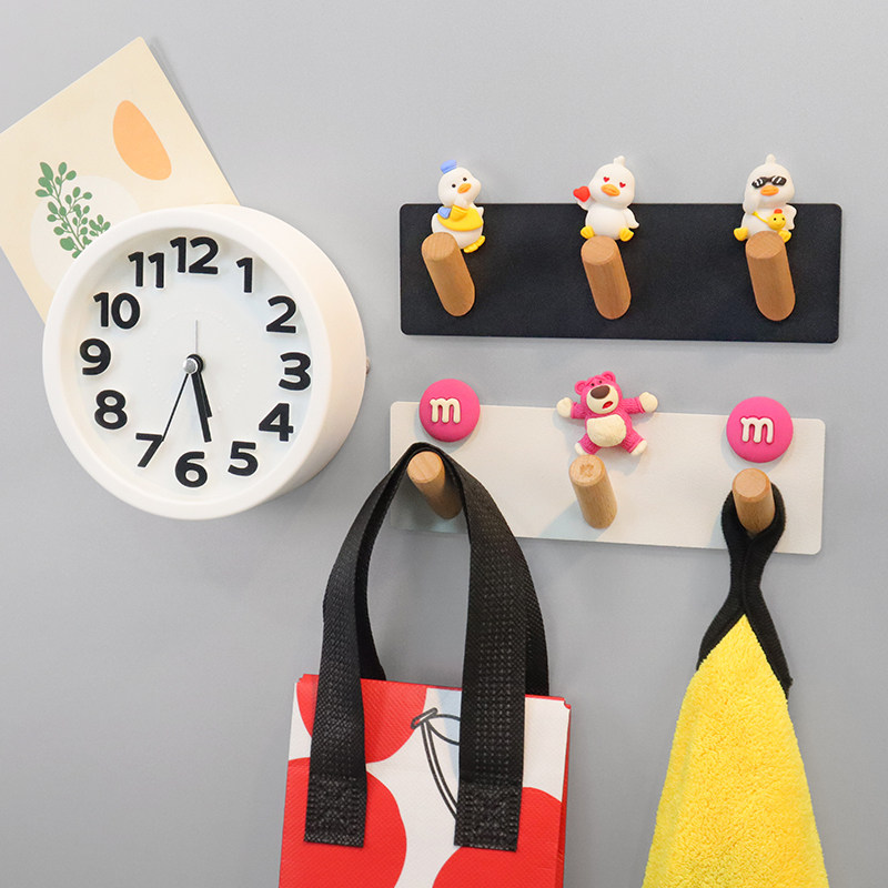 可爱卡通木质挂钩冰箱贴个性收纳