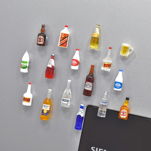饰留言贴磁铁 创意冰箱贴纸磁贴铁一套3d立体个性 仿真酒瓶吸铁石装