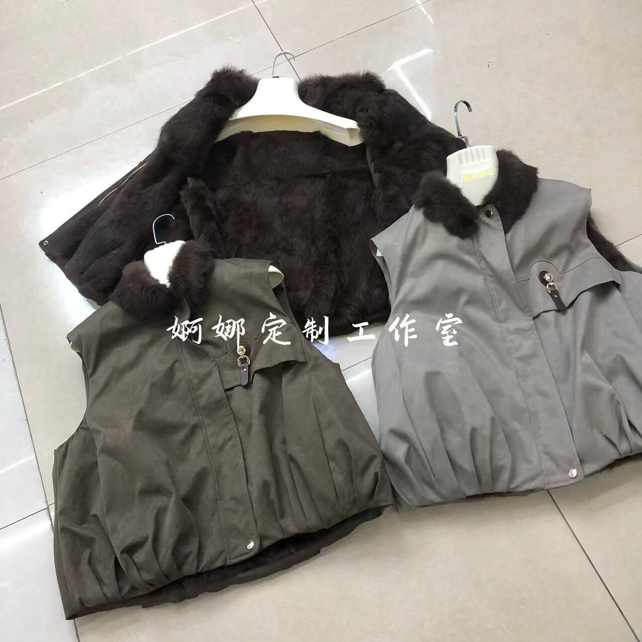 新款双面穿雪兔皮毛一体马甲冬季皮草