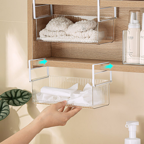 镜柜下悬挂式挂篮浴室分层置物架
