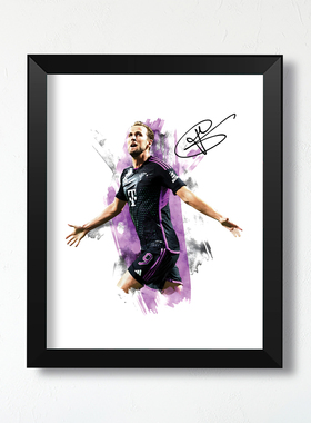 慕尼黑热刺凯恩艺术插画实木相框纪念品足礼物家居装饰挂墙桌摆件