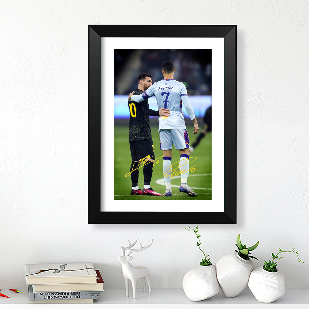 梅西C罗签名相框简约挂墙像框