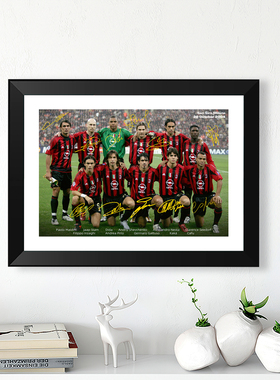 2004年AC米兰卡卡因扎吉合影纪念实木相框照片墙桌摆挂件球迷周边