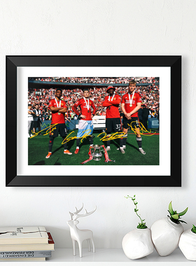 曼彻斯特红魔F4加纳乔梅努实木装饰相框周边礼物桌摆挂件海报壁画