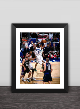 麦迪全明星自抛自扣款实木装饰相框酒吧家居创意球迷照片墙台摆件