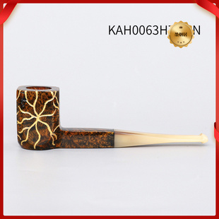 木香直式判官款石楠木烟斗坎伯兰硫化橡胶烟嘴实木烟斗隐雕斗代发