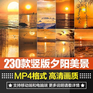 竖版唯美治愈日出日落晚霞黄昏夕阳云彩海浪大海风景短片视频素材