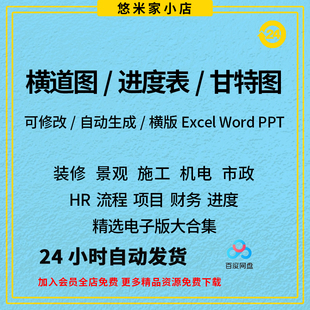 横道图Excel自动生成模板甘特图软件制作建筑工程施工进度资料员