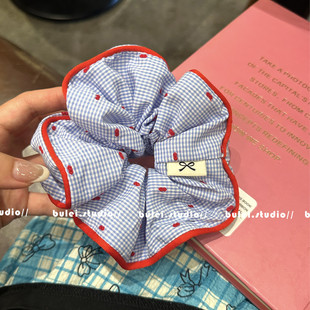 韩国蓝莓浆果红波点格子大肠圈发绳韩系少女低马尾发圈头绳发饰