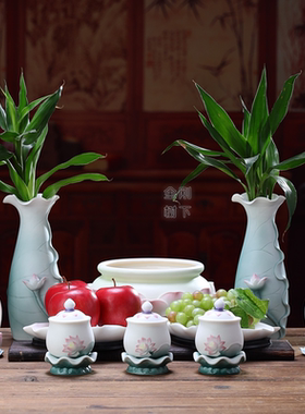 陶瓷莲花香炉家用室内佛堂上香供奉供佛小线香炉佛前佛具用品大全