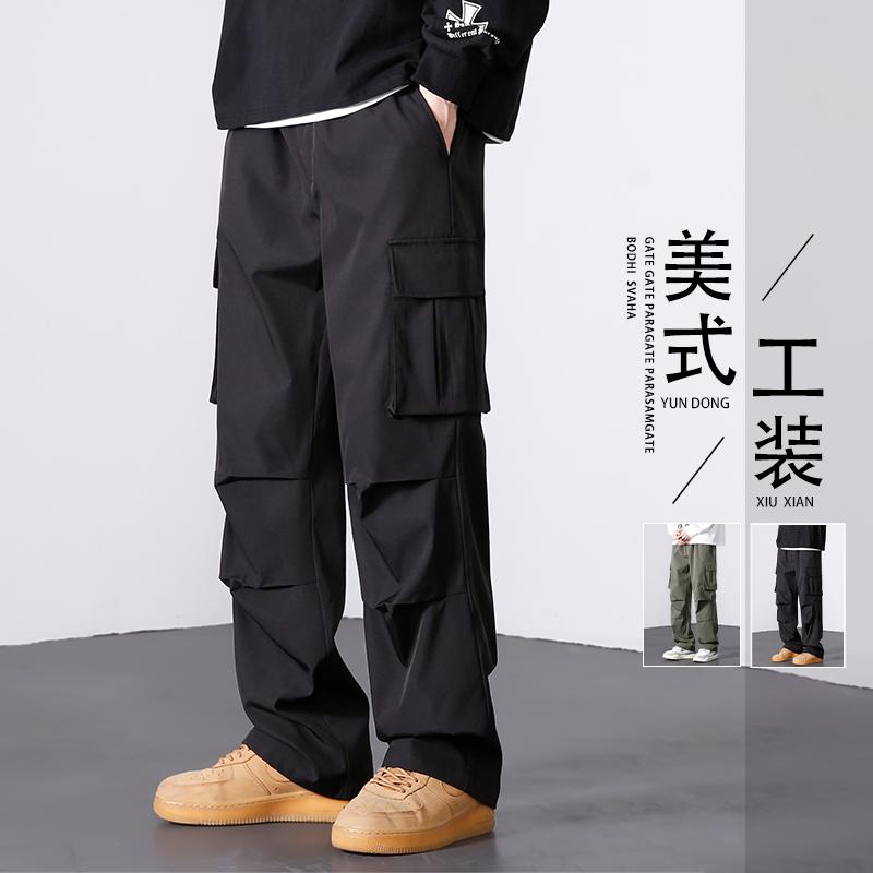 D-A232-HK9319-P45春秋季工装裤子男士宽松直筒男裤阔腿休闲运动图片