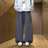 男女早秋款弯刀裤百搭格子条纹宽松阔腿休闲裤子弯刀裤男，男装休闲裤，电商A232