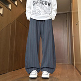 2026年春季新款休闲裤子男蓝灰细条纹弯刀裤美式复古设计HK9652，男装休闲裤，电商A232