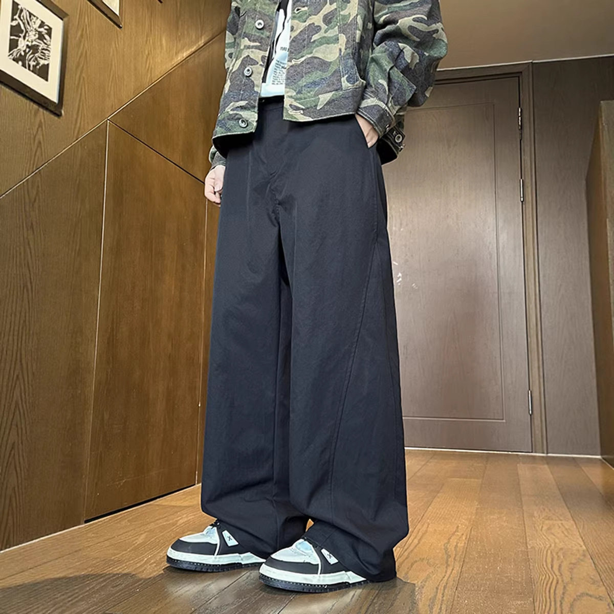 2026年春季新款休闲裤子男大码显瘦百搭美式弯刀弹力裤子HK9690,男装休闲裤,电商A232