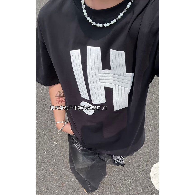 抖音直播主推/260克纯棉/夏季宽松多巴胺印花短袖T恤HT501-特批25，男装T恤，电商A232