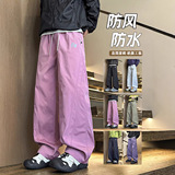 美式三防斜切冲锋裤秋冬季高街潮牌宽松显瘦简约风直筒加绒休闲裤，男装卫衣，电商A232
