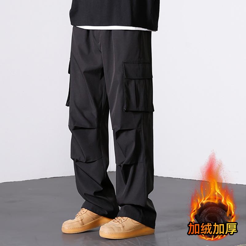 D-A232-HK9319加绒-P50工装裤子男士春秋季宽松直筒男裤阔腿休闲,男装休闲裤,电商A232
