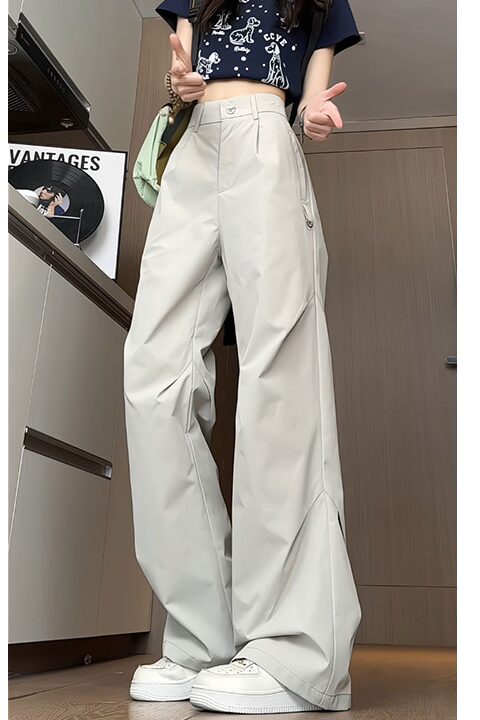 褶皱休闲裤男秋季高街痞帅设计感直筒伞兵裤宽松大码cleanfit长裤,男装西裤,电商A232
