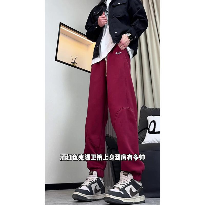 D-A232-HK9532-P40白灰色裤子男美式运动卫裤高级潮牌束脚休闲裤,男装休闲裤,电商A232