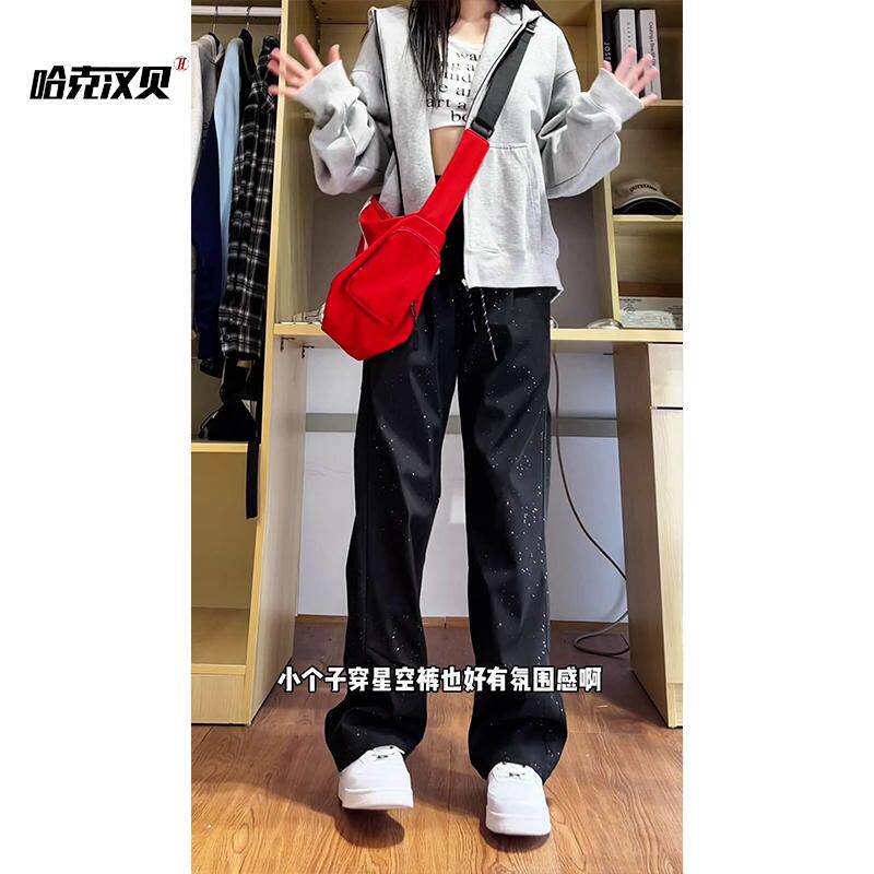 D-A232-HK9550-P35加绒45褶皱工装裤男秋季美式复古直筒显瘦裤子,女装牛仔裤,电商A232