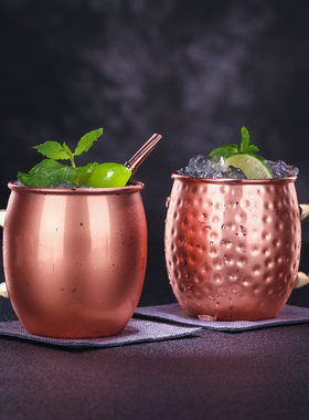 酒吧传奇 鼓型铜杯 莫斯科骡子杯 Moscow Mule鸡尾酒杯 酒吧铜杯