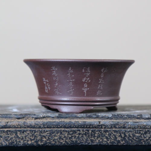紫砂花盆圆形手工盆景盆飘口张可磊小盆菖蒲盆仿古典桌面盆栽