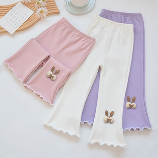 洋气早秋幼儿园宝宝黑裤 外穿儿童厚实纯棉喇叭裤 子 秋季 女童打底裤