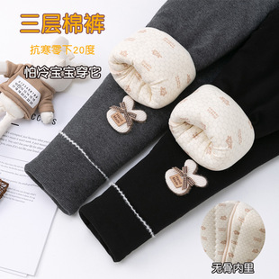 女童棉裤冬季外穿儿童一条过冬夹棉加厚打底裤深冬宝宝特厚长裤子