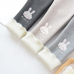 女童加绒打底裤秋冬外穿儿童薄绒休闲长裤子冬季洋气女宝一体加厚